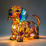Dachshund Amber Glow farbige Glaslampe
