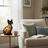 Helle Katze - Glasmalerei Lampe