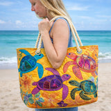 Handgefertigte Strandtasche | Turtle Dreams Koralle
