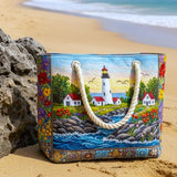 Handgefertigte Strandtasche | Leuchtturm Glanz