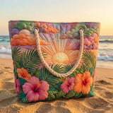 Handgefertigte Strandtasche | Tropischer Sonnenaufgang