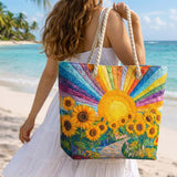 Handgefertigte Strandtasche | Regenbogen-Sonne