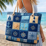 Handgefertigte Strandtasche | Blau Nautisch