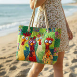 Handgefertigte Strandtasche | Lustiges Huhn