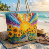 Handgefertigte Strandtasche | Regenbogen-Sonne
