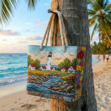 Handgefertigte Strandtasche | Leuchtturm Glanz
