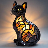 Helle Katze - Glasmalerei Lampe