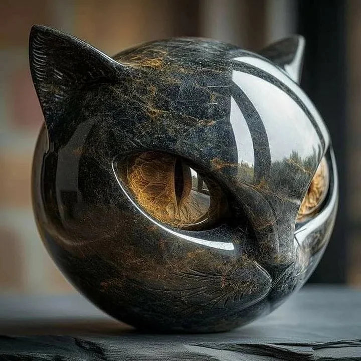 Schwarze Katze - Mystische schwarze Katzenstatue
