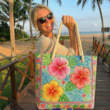 Handgefertigte Strandtasche | Tropische Blüte